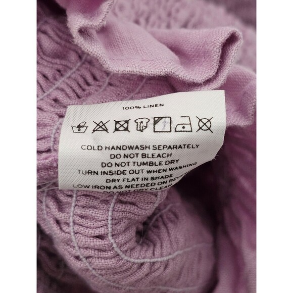 Faithful the Brand Annibelis Linen Mini Dress Lilac Puff Sleeves Size Small - Picture 7 of 8